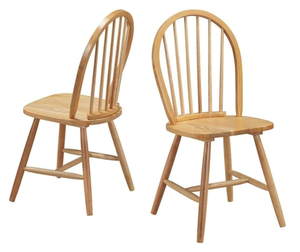 lot 283 image: HAPPYGRILL 2 Pieces Wooden Dining Chairs Set, Vintage Armless Windsor Chairs, Kitchen Dining Chairs with Backrest, Natural  18.5D x 18.5W x 36.5H