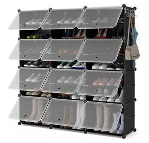 lot 285 image: Costway 12-Cube Portable Shoe Shelves with Hook