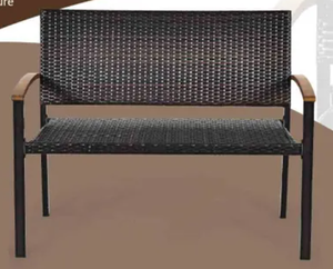 lot 286 image: COSTWAY 2-Person Outdoor Garden Stackable Bench with Acacia Wood Armrests H87 x W57 x D114 cm