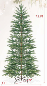 lot 287 image: Costway 7.5-ft 540 Light Pre-Lit Christmas Tree Hinged with 612 PE Branch Tips and Timer (Not Functioning)