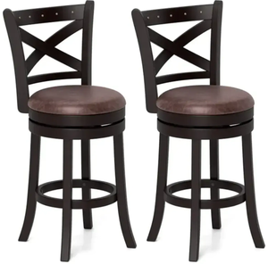 lot 290 image: Costway 2630 Inch Swivel Bar Stools Set of 2 Bar Chairs with Padded Seat 18W x 19D x 39.5H