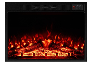 lot 409 image: COSTWAY 23 Inches Electric Fireplace Insert, 750W1500W Fireplace Heater with Remote Control, Adjustable Flame Color & Brightness, 1H-8H Timer, Thermostat and Overheat Protection Log 5.1D x 23W x 17.1H