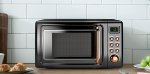 lot 412 image: Countertop Retro Microwave Oven, SIMOE 0.7 Cu Ft Small Microwave with Defrost, 5 Micro Power, 8 Auto-cooking Set & Child Lock, Compact Microwave w10 Inch Turntable, 60-min Timer, LED Display, 700W