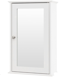lot 422 image: Costway Single Door White Bathroom Medicine Cabinet with Mirror 61 x 40 x 9cm
