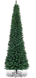 lot 431 image: Officejoy 8FT Pencil Christmas Tree, Artificial Green Christmas Tree wPremium PVC Needles, Pine Tree wSolid Metal Stand, Ideal for Home, Office, Shops, Holiday Decoration