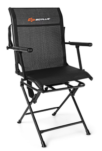 lot 435 image: Goplus Swivel Hunting Chair Foldable Mesh Chair w Armrests for Outdoor Activities