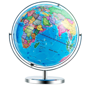 lot 437 image: Goplus 13 Large World Globe with Stand, 720° Rotating Illuminated Globe with LED Lights, Metal Base, Desktop Educational Geographic Globe for Learning, Classroom, Office