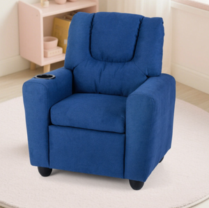 lot 438 image: Costway Kids Recliner Chair Push Back Toddler Reclining Armchair With Cup Holder-Blue 24 x 21.5 x 28