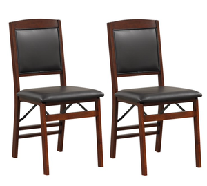 lot 442 image: Costway 2 Pack Folding Dining Chairs Foldable Chairs with PVC Padded Seat & High Backrest Seat Height 18.5 in