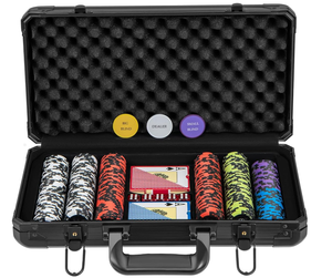 lot 454 image: Goplus Poker Chip Set, 300 PCS500 PCS 14 Gram Clay Poker Chips w Aluminum Case, Card Decks, Dealer Buttons, Dices, for Texas Holdem, Blackjack, Casino Gambling (300 PCS Chips Set)