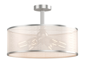 lot 457 image: Costway 6-Light Semi Flush Mount Ceiling Light Pendant Lamp w Fabric Drum-shaped Shade (Bulbs Not Included)
