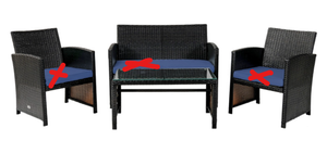 lot 289 image: Costway 4 Pieces Patio Rattan Furniture Set (Missing Cushions)