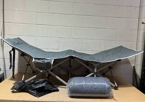 lot 19 image: Folding Camping Cot Grey 70x27x24