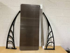 lot 475 image: Toolsempire Window Awning Door Canopy, 48 x 40 Door Awnings Exterior with UPF50 Sun Rain Snow Protection & Hallow Polycarbonate Sheet, Outdoor Front Door Entrance Canopy (Coffee)