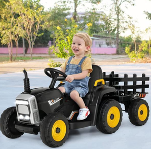 lot 85 image: Costway TY327774US-DK 12V Ride on Tractor Toy with 3-Gear-Shift Ground Loader for Kids 3 Plus Years Old, Black