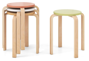 lot 236 image: Giantex Bentwood Stackable Stools Set of 4, 18 Round Stacking Backless Nesting Stools, School Chairs, Flexible Seating for Classroom Elementary, Students, Adults, Kitchen, Dining Room