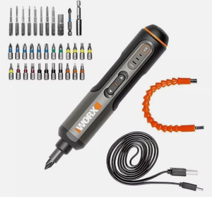 lot 465 image: WORX 4V MAX Lithium Screwdriver, 36 Piece Accessory Kit.