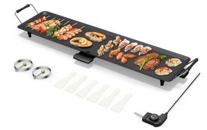 lot 381 image: KOTEK 35 Electric Griddle, Nonstick Extra Large Teppanyaki Grill with 5 Adjustable Temperature, Drip Tray, Cool Touch Handles, 2000W Flat Top Pancake Griddle Smokeless for Indoor Outdoor BBQ Party