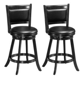 lot 386 image: 2 Pieces 24 Inch Swivel Counter Stool Dining Chair Upholstered Seat