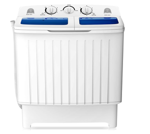 lot 389 image: COSTWAY Portable Washing Machine, Twin Tub 20 Lbs Capacity, Compact Laundry Washer(12 Lbs) and Spinner(8 Lbs), Durable Design, Timer Control, Perfect for RV, Apartments and Dorms, BlueWhite