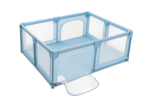 lot 393 image: Costway Playpen Extra Large Unisex Kids Baby Activity Center Safety Play Yard with Gate Blue