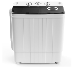 lot 394 image: COSTWAY Portable Washing Machine, 17.6 lbs Capacity Twin Tub 11 lbs Washer and 6.6 lbs Spinner with Control Knobs, Timer Function, Drain Pump, Compact Laundry washer for Home Dorm Apartment RV, Grey