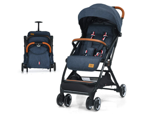 lot 482 image: BABY JOY Lightweight Baby Stroller, Compact Toddler Travel Stroller for Airplane, Infant Stroller w 5-Point Harness, Adjustable BackrestFootrestCanopy, Storage Basket, Easy One-Hand Fold, Blue