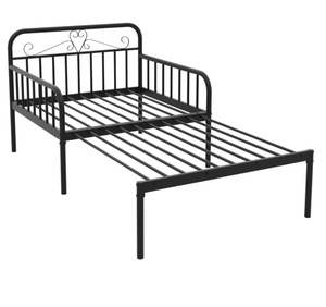 lot 242 image: Costway Extendable Metal Daybed to Twin Size Bed with Guardrails and Armrests