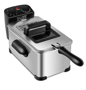 lot 496 image: Costway - 3.2 Quart Electric Deep Fryer 1700W Stainless Steel Timer Frying Basket - BlackSilver (Not Tested)