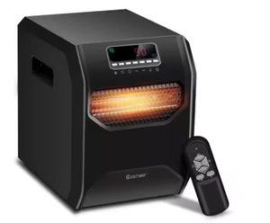 lot 498 image: Clihome 1500-Watt Black 6 Elements Caster Portable Electric Infrared Space Heater with LED, 12H Timer, Handle and Remote Control