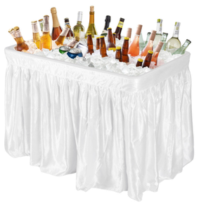 lot 44 image: Costway Plastic Party Ice Folding Table with Skirt (32 x 17.5 x 4 Ice Bin)