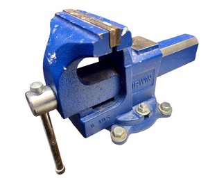 lot 13 image: Irwin Blue Cast Iron Bench Vise with Swivel Base