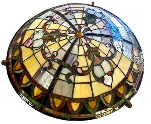 lot 15 image: Tiffany Style Stained Glass Dome Ceiling Light Shade