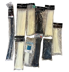 lot 33 image: Assorted Cable Ties Collection - Black and White, Multiple Sizes