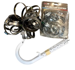 lot 34 image: Assorted Hose Clamps and J-Shaped Tool Collection