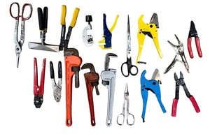 lot 69 image: Collection of Hand Tools Including Pipe Wrenches, Scissors, Pliers, and Cutters