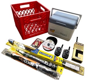 lot 88 image: Outdoor Essentials Lot with Cooler, Radios, Lock, and Accessories