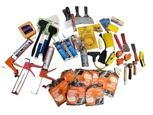 lot 90 image: Collection of Home Improvement and Painting Tools with Caulking Guns and Supplies