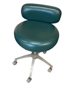 lot 103 image: Adjustable Rolling Stool with Teal Vinyl Upholstery