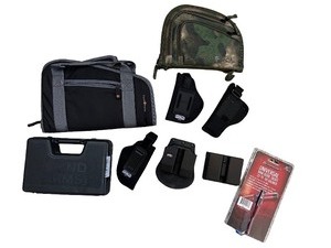 lot 118 image: Collection of Pistol Cases, Holsters, and Universal Magazine Loader