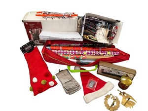 lot 132 image: Assorted Christmas Holiday Decor and Wrapping Collection