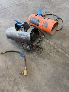 lot 111 image: (2) Torpedo Heaters Mr Heater Contractor Series 30-60,000 BTU All-pro 40,000 BTU propane forced air