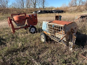 lot 72 image: (2) Concrete Mixers. Multiquip MC-94 Carlson. Note MQ does not work, blue one is in question