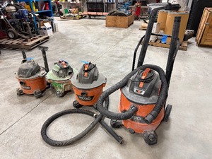 lot 238 image: (4) Ridgid Shop wetdry Vacs WD06700 6-gal. HD09001 9-gal. HD06001 6-gal. HD18000 16-gal