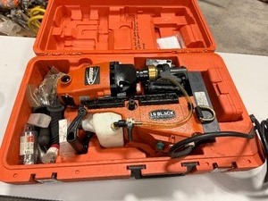 lot 349 image: Fein Slugger Magnetic drill JHM USA 101X, Annular cutters  slug ejector tool, control handles, case