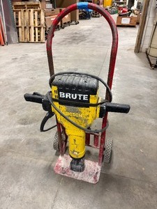 lot 100B image: Brute corded concrete portable breaker powered by Bosch, with cart and (3) chisels