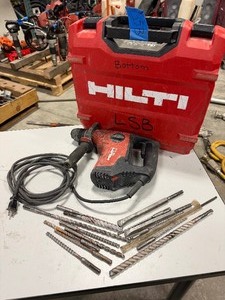 lot 135B image: Hilti TE 7-C  rotary chipping hammer, corded, w SDS drill bits various sizes, chisels, extension shank