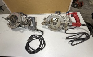 lot 595 image: (2) Skilsaw Mag 77 SHD77M 7 14 Corded Worm Drive Saw