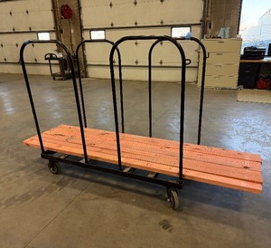 lot 581 image: (7) D-BL lumber may be Douglas Fir, Industrial mobile panel cart.