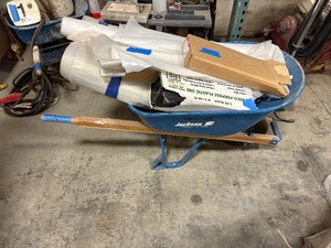 lot 612 image: Multi-purpose Plastic Sheetsrolls and Jackson steel contruction wheel barrow